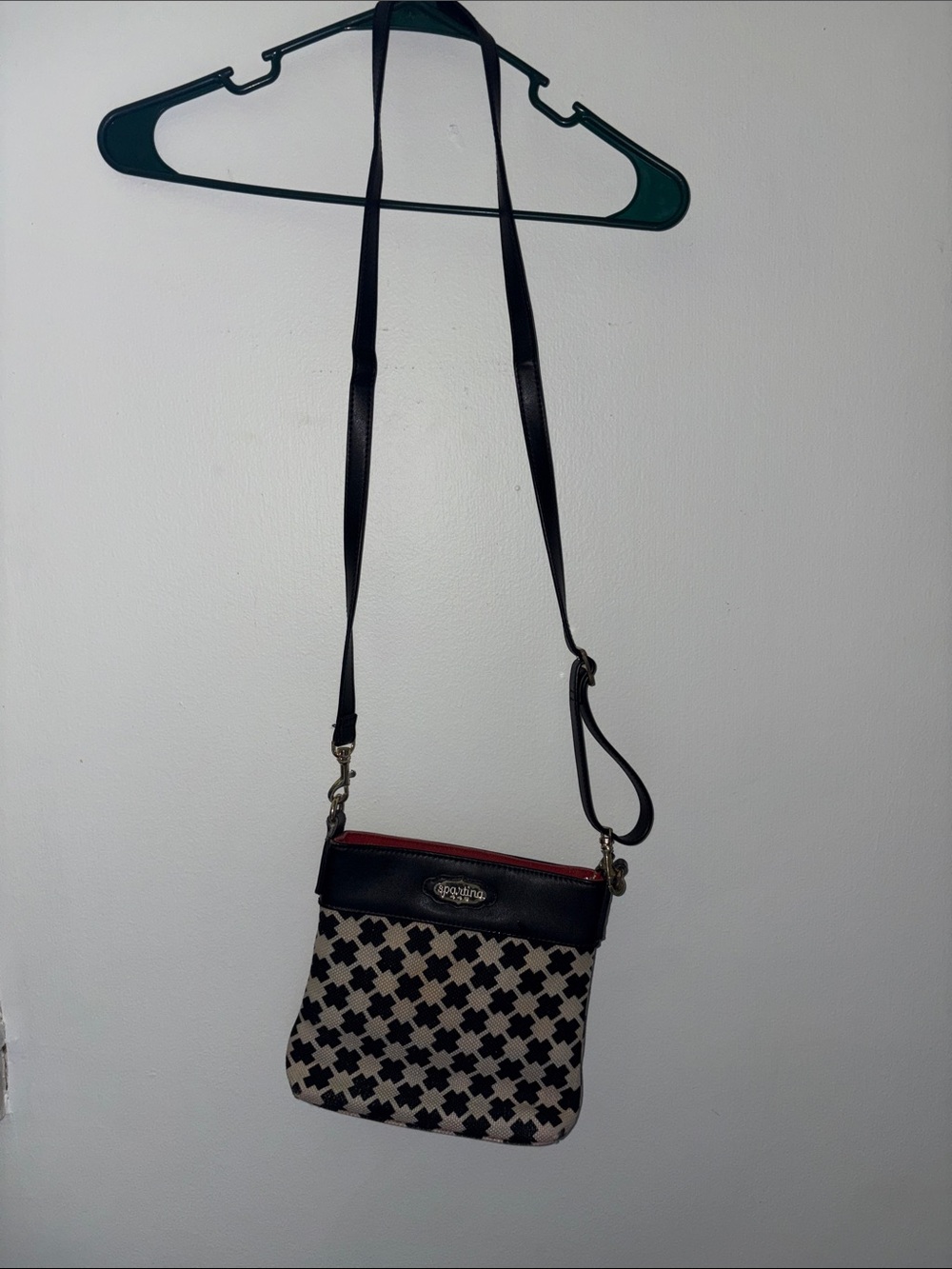Spartina 449 Black, Cream & Red Patterned Crossbody Bag
